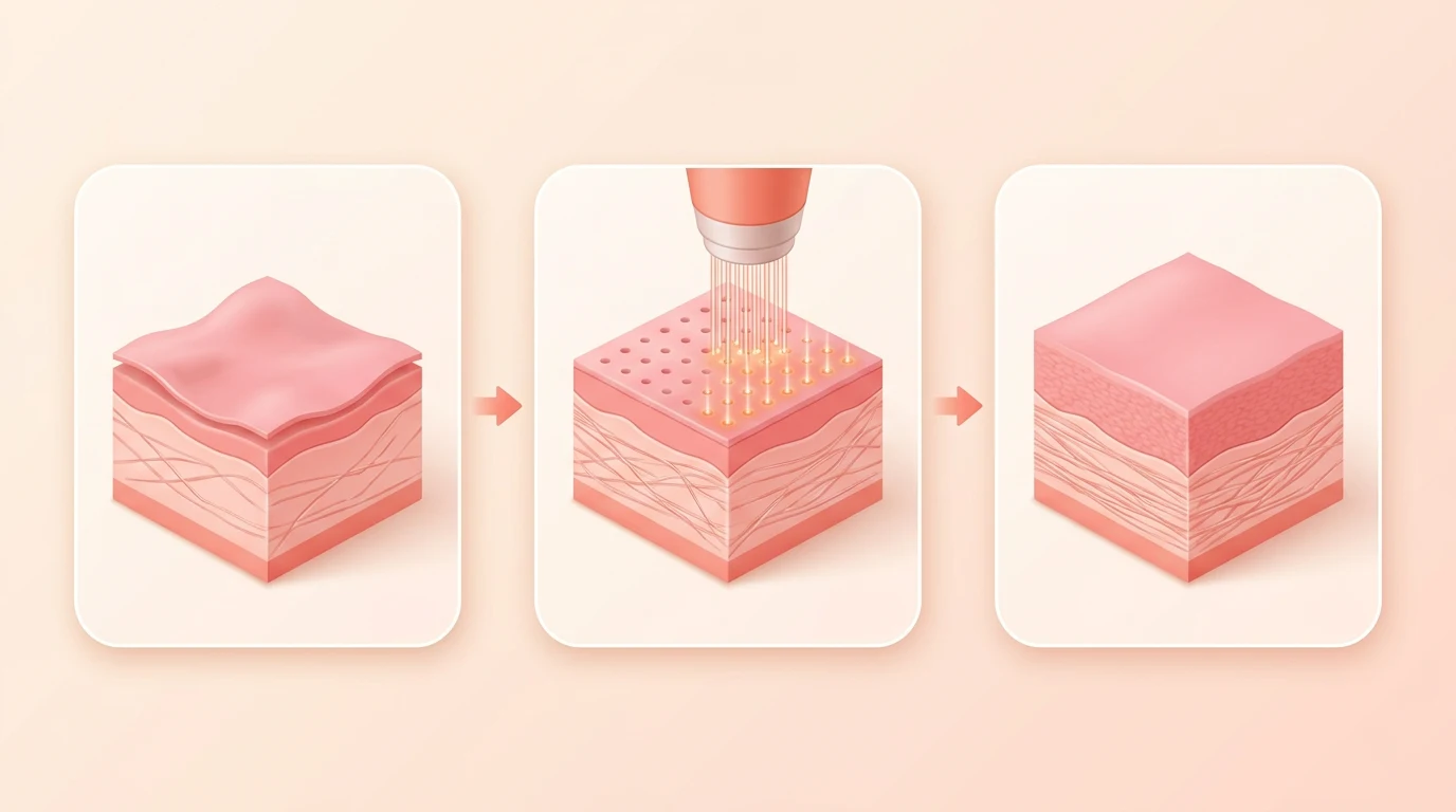Three steps of fractional CO2 laser treatment of the vaginal lining